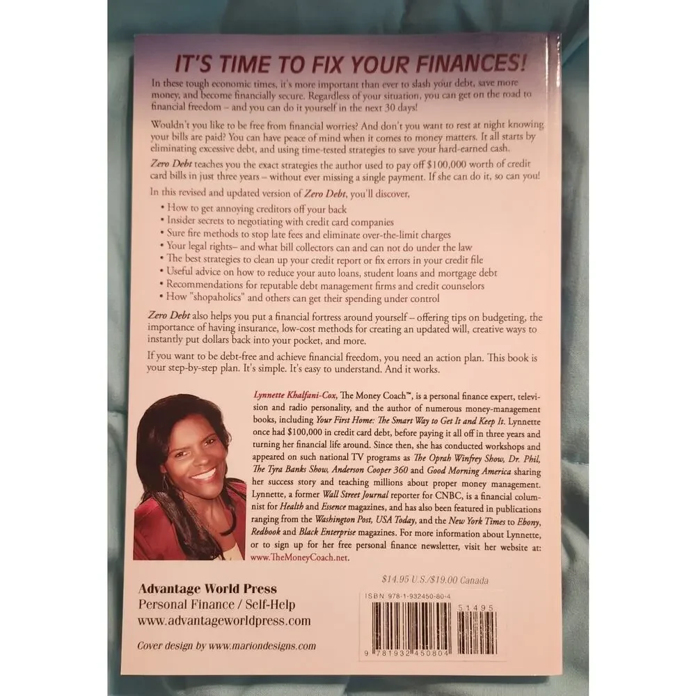Zero Debt by Lynnette Khalfani‑Cox • 2009 Revised Edition • NWT